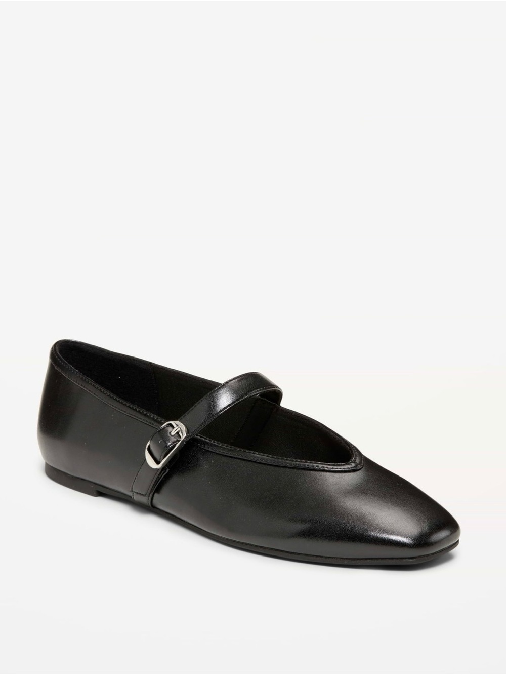 Old Navy Black Leather Mary Jane Flat with Buckle Strap | NWOT